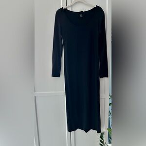 H&M black long sleeve midi/maxi dress